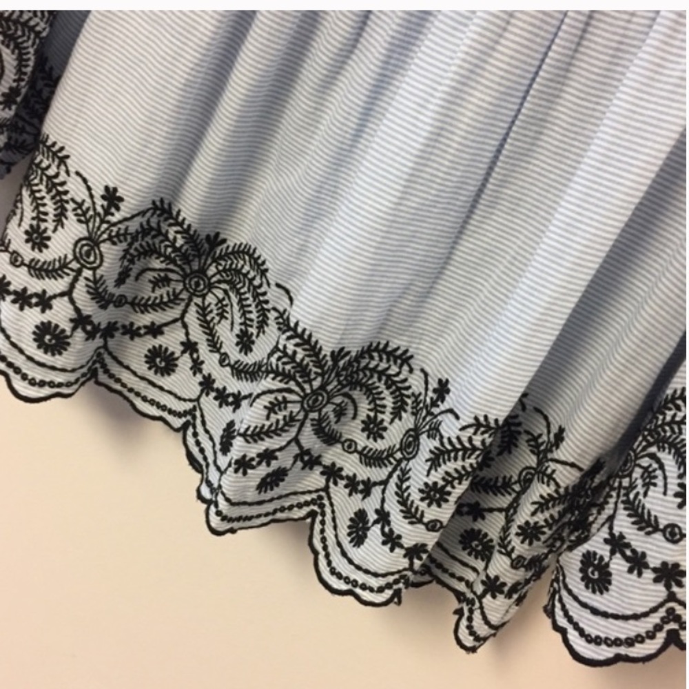 Zara Basic Blue And White Striped Embroidered Top - image 4